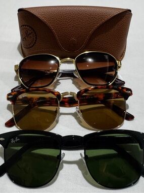 3x vintage Ray-Ban Clubmaster Sunglasses + 1 Case! Unisex Frames FREE SHIPPING!